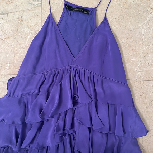 Patterson J Kincaid Purple Ruffled Mini Dress 100% Silk - Picture 3 of 5